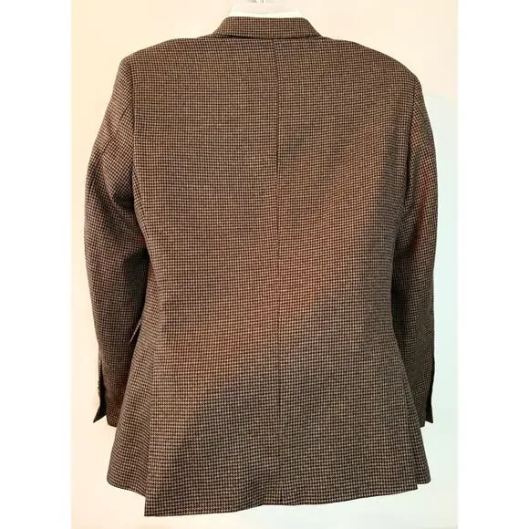 Tommy Hilfiger Blazer 38R Brown Tweed Houndstooth Check Sport Coat 2 button - Picture 4 of 12